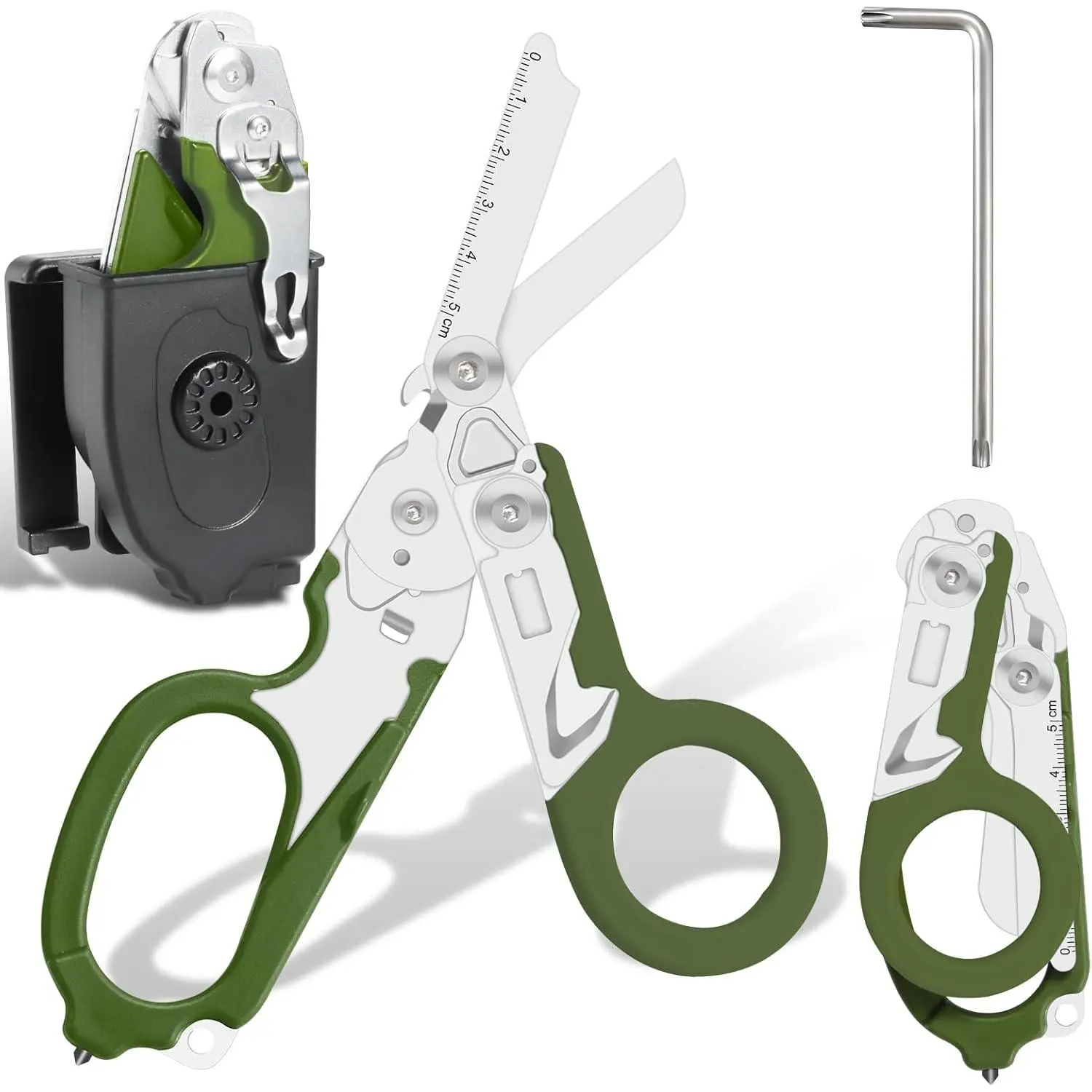 6-in-1 trauma shears - emergency responders, emergencies, medical staff, and camping, Gift box packaging with scissors K (army green)