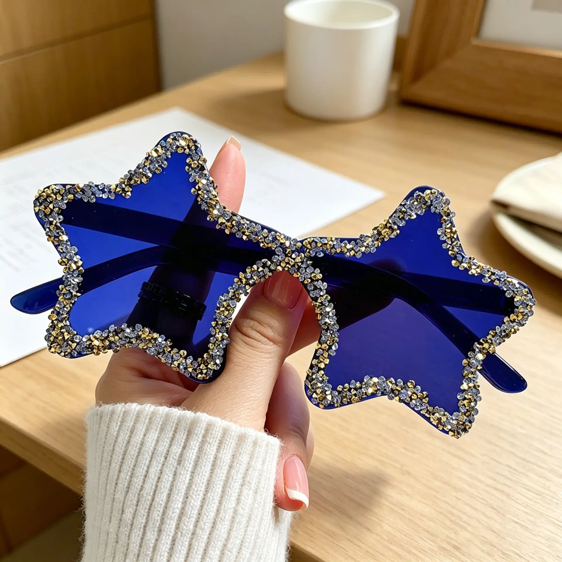 2026 Frameless Hand Rhinestone Star Sunglasses, Candy Color Party Shades for Women, INS Trendy Funny Novelty Eyewear for Party & Prom