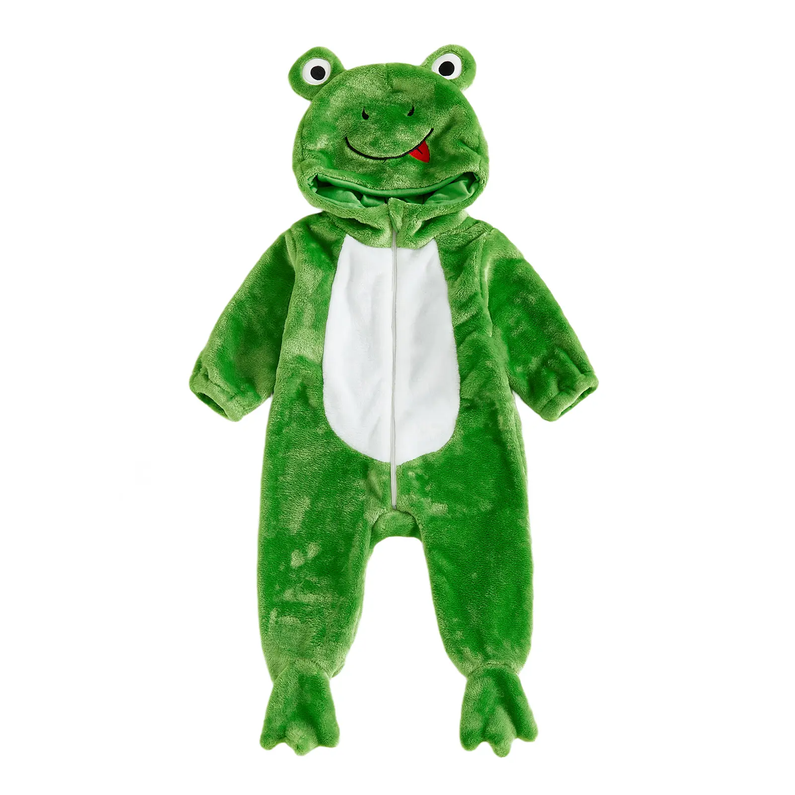 Ma&Baby Baby Halloween Romper Casual Zipper Footed Hooded Long Sleeve Frog/Dog Jumpsuit for Girl Boy Cute Clothes