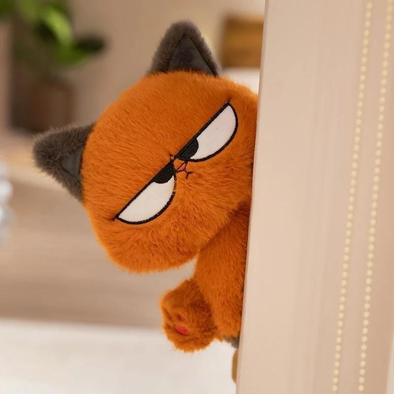 Grumpy Orange Cat Plush Toy, 2 Sizes Soft Kawaii Kitten Stuffed Doll, Cute Angry Cat Plushie Gift for Kids & Cat Lovers