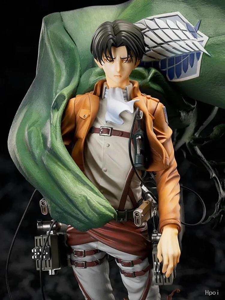 26CM Attack on Titan Anime Action Figure - Kawaii Levi Ackerman & Eren Jaeger Model Doll with Cloak Cute Room Decor Gift for Boy