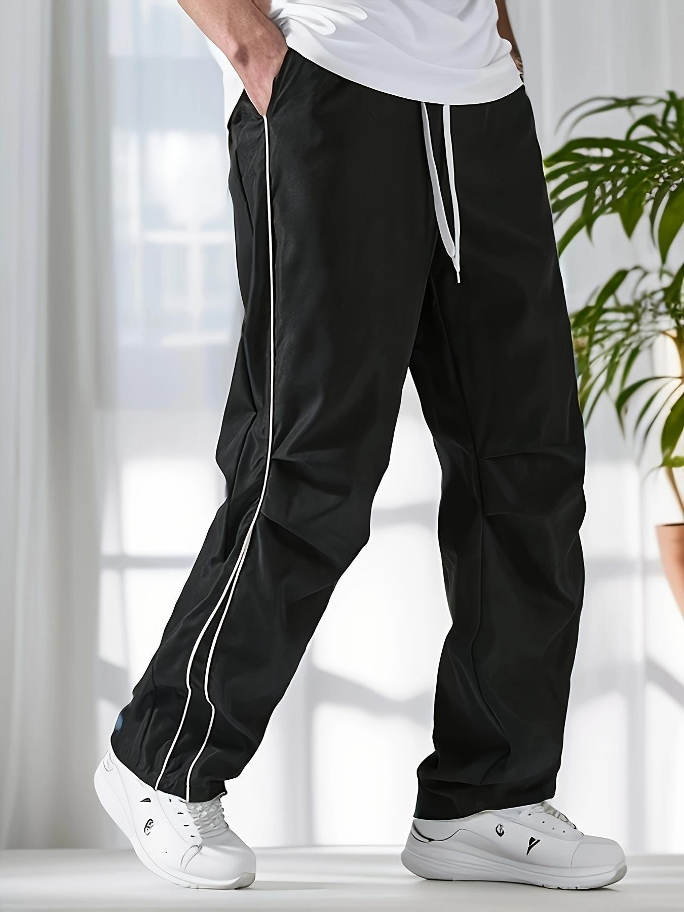 Men‘s Loose Sports Pants Men Trousers Grey Side Stripeswith Gold Accent Stripe Comfortable DesignAthleisure Style Bottoms Athletic Bottoms Gymwear streetwear fall outfits outfits men gym athletic clothes