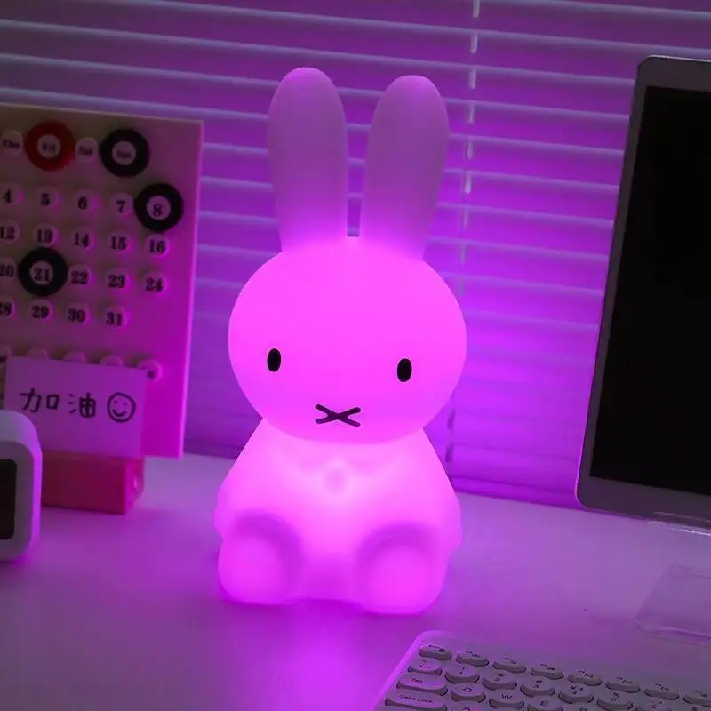 Miffy Bedroom Baby Children's Room Eye Protection Ambient Cartoon Cute Night Light Colorful Glow Remote Control Charging Cartoon