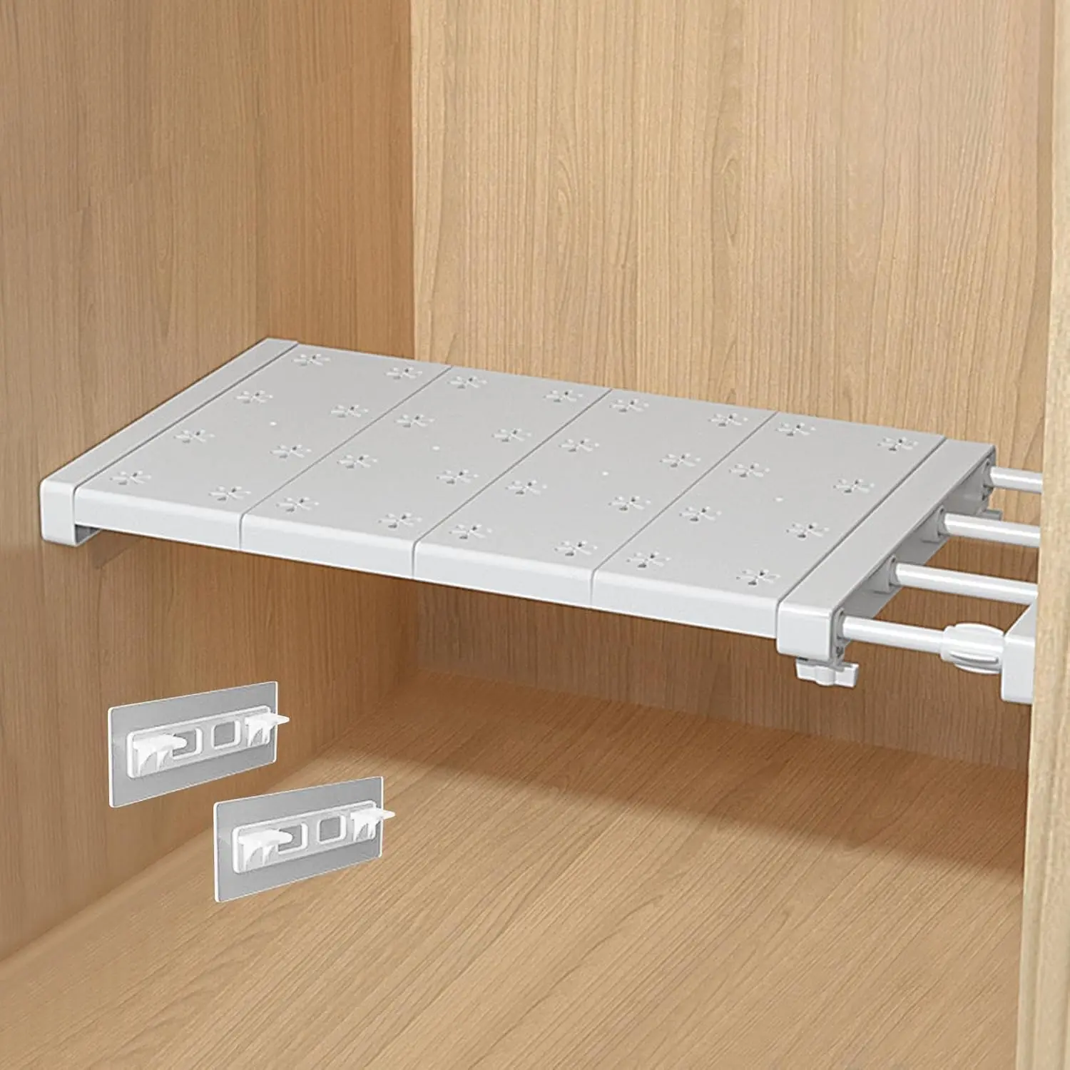 Closet Tension Shelf Rod Expandable Shelf, Adjustable Storage Rack, DIY Organizer Divider Separator for Cabinet Wardrobe Cupboard Kitchen Bathroom (Size:48-80cm)