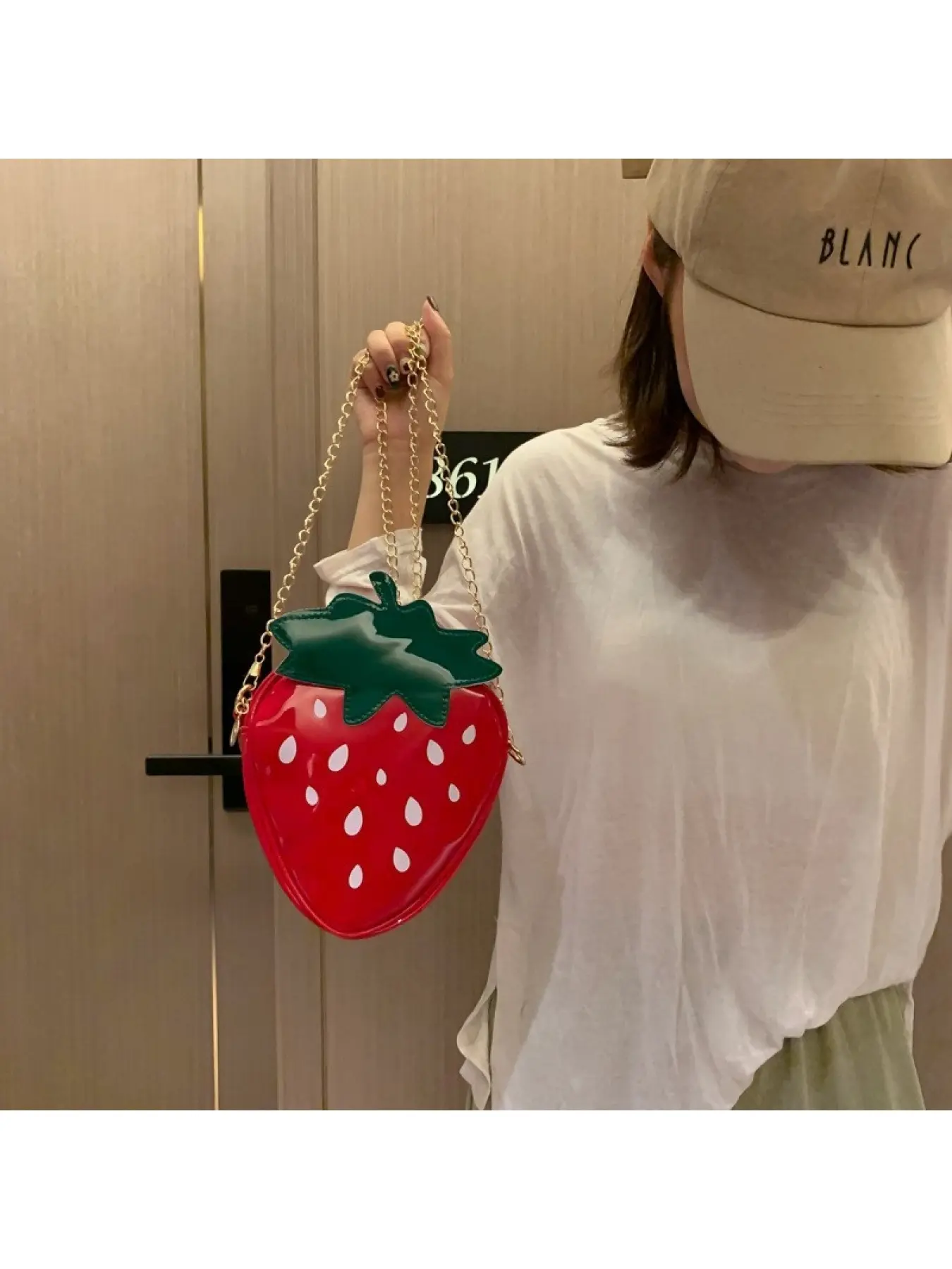 1 cute strawberry decoration simple casual shoulder crossbody bag fresh, sweet, versatile mini portable bag lightweight soft surface multi-layer compartment adjustable thin shoulder strap daily shopping picnic date travel storage phone key shoulder bag