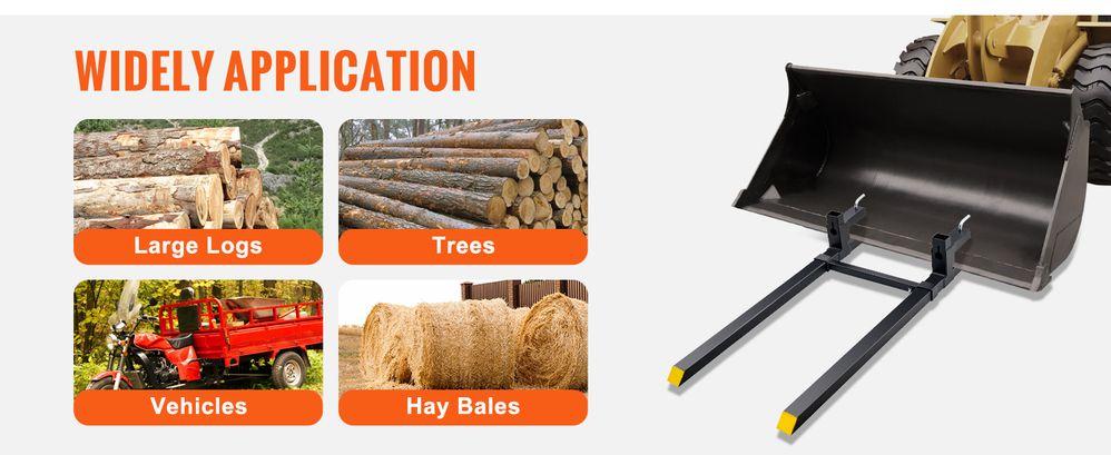 43/60" 2000/4000lbs Clamp on Pallet Forks Heavy Duty Tractor Forks with Adjustable Stabilizer Bar Tractor Bucket Forks for Tractor Attachments, Skid Steer, Loader Bucket