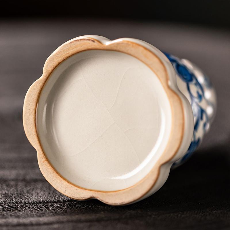 Chinese Style Blue and White Porcelain Fengshui Ornament Ru Kiln Ceramic Decoration for Home Office Desk Birthday Festival Gift Multiple Scenes Decor