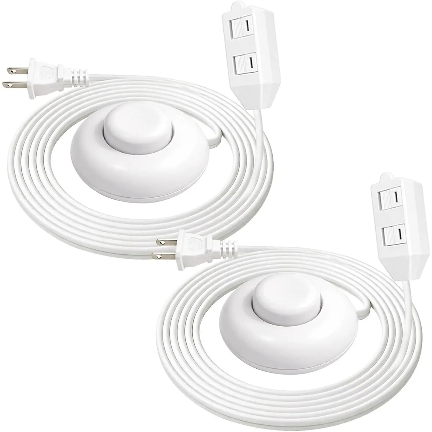12  Extension Cords, 3 Outlets Power Cord with Hand/Foot , 16AWG 13A/125V/1625W,Safety Twist-Lock, White,2PK