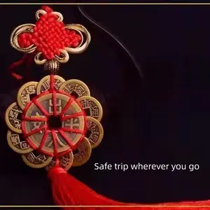 Chinese Ten Emperor Coins Feng Shui Charm, Chinese Knot Tassel Pendant, Car & Home Wall Hanging, Wealth Attraction, Safety Protection