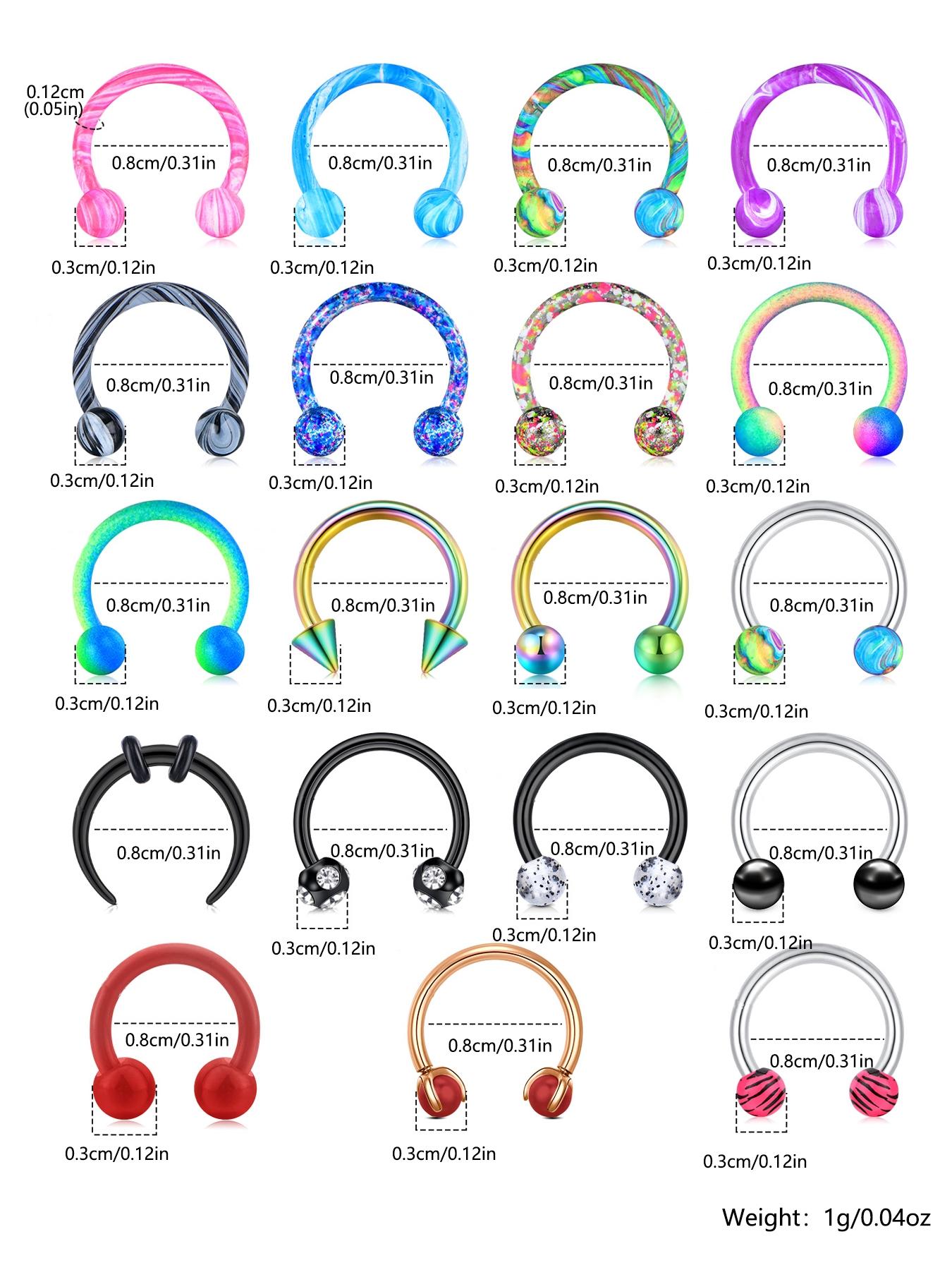 Stainless Steel Nose Ring, Horseshoe Design, Septum Piercing, Hypoallergenic Piercing Jewelry for Men & Women, Halloween Festival Accessories