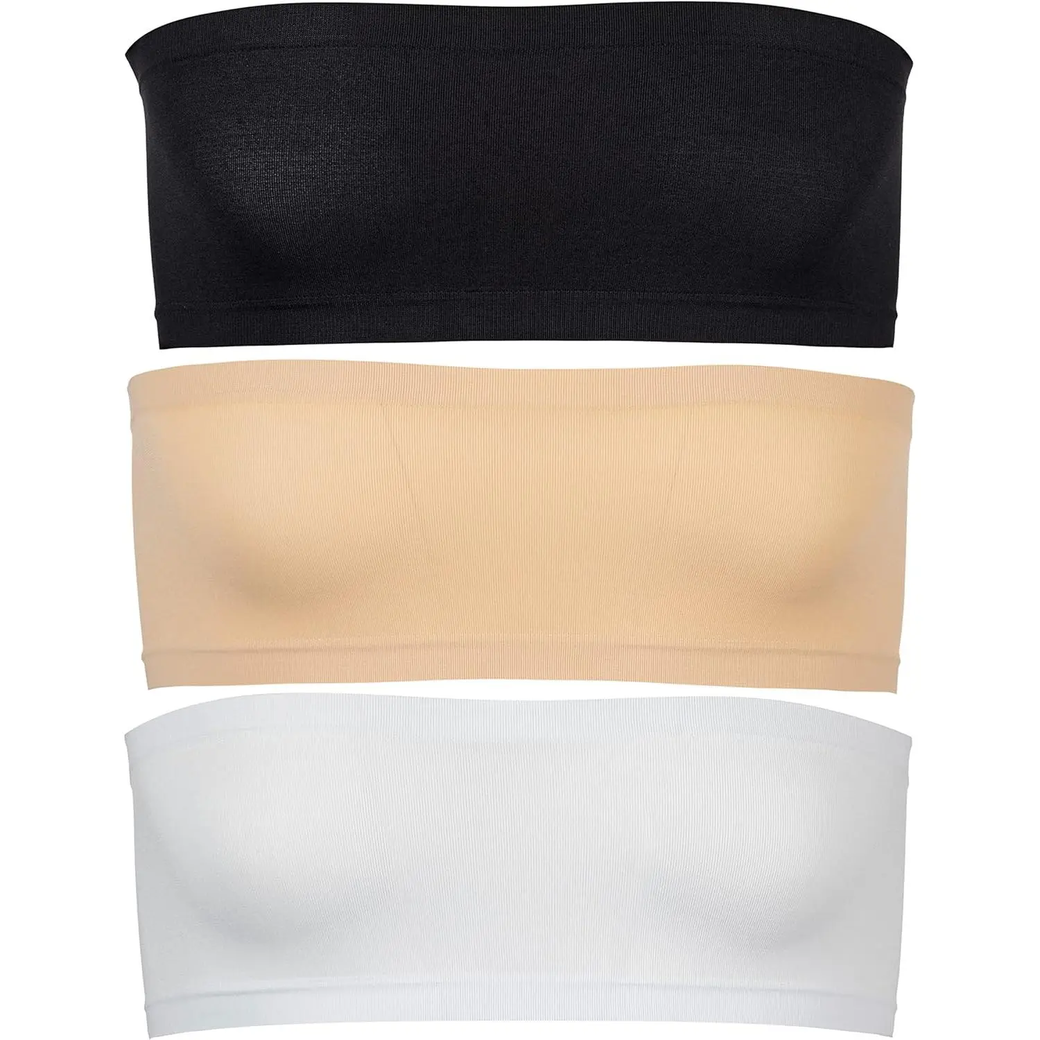 Popular Girls Strapless Bandeau Bra - Seamless Girls Training Bras for Teens. Sports Tube Top Bra 8-14 Age. 3 Pack