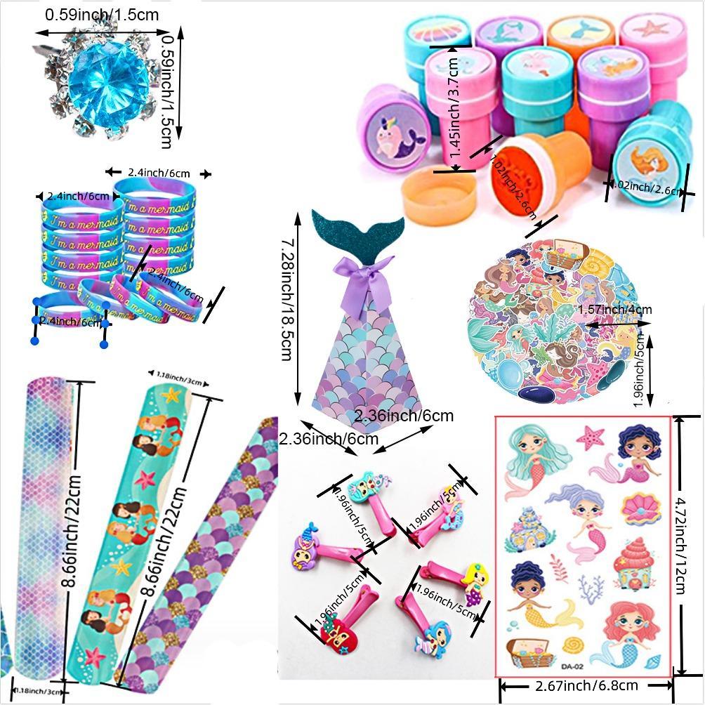 Mermaid Party Favors Gifts for Girls, 132pcs/set Mermaid Birthday Party Decorations, Mermaid Supplies Toys, Treasure Box Pinata Goodie Bag Stuffers, Goodie Bag Filler, Party Favors Assortment