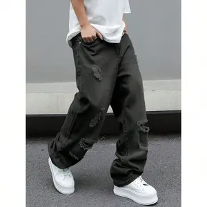Men's Y2K Distressed Vintage Wash Street Wear Cotton Jean, breathable soft fabric, stylish versatile for all seasons