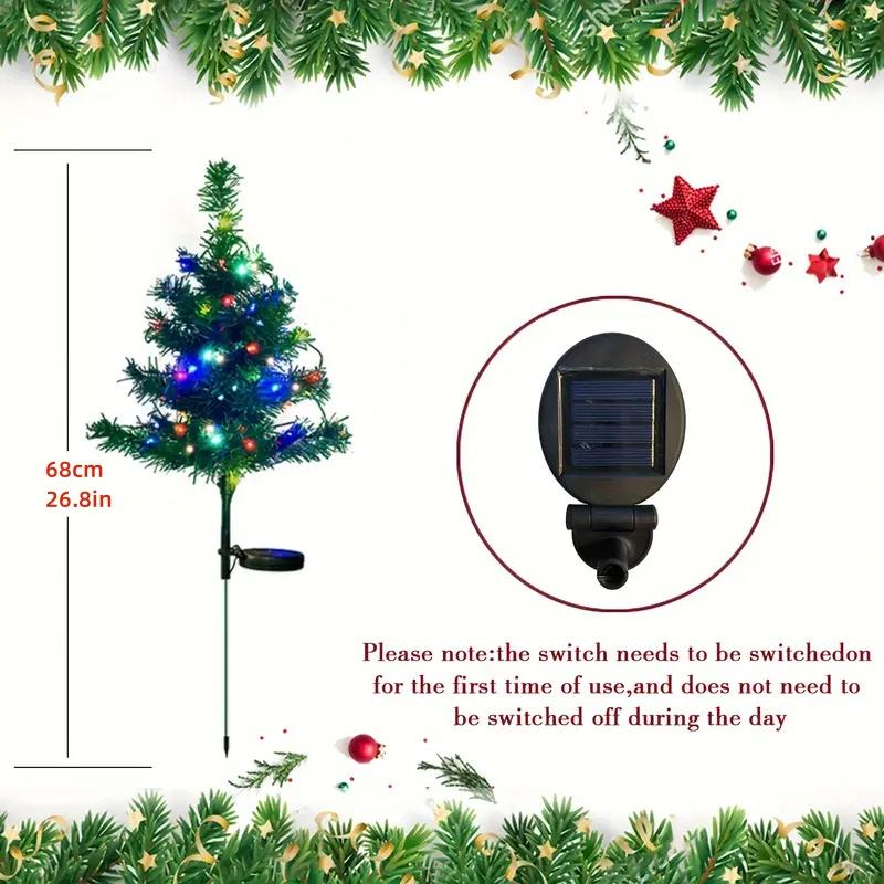 Solar LED Christmas Tree Lights, Ip65 Waterproof Outdoor Garden Pathway Outdoor Decorative Lights Decorations, Pre-Lit Solar Powered Yard Lawn Lamp Set
