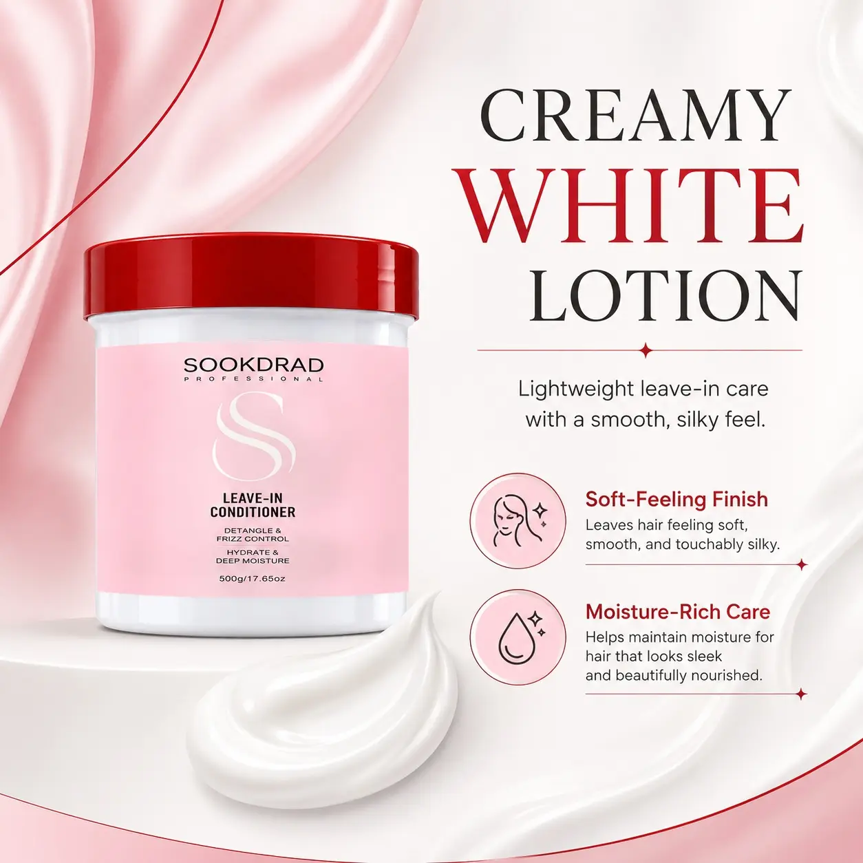 Leave-In Conditioner for Hair, Detangle, Frizz Control, Hydrate, Deep Moisture, All Hair Types, 500g