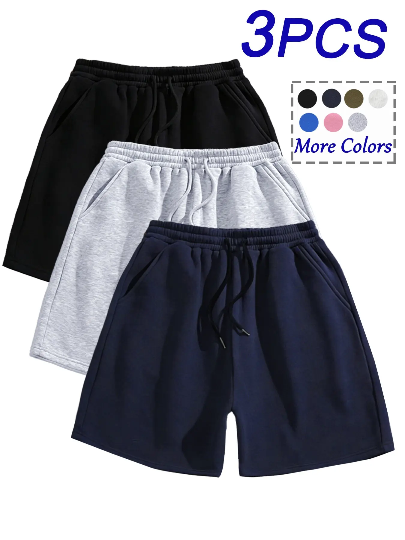 Unisex Casual Drawstring Shorts, Soft Fleece Material, Comfortable All-Season Wear, Versatile Design for Sports and Home Use, Solid Sports Shorts