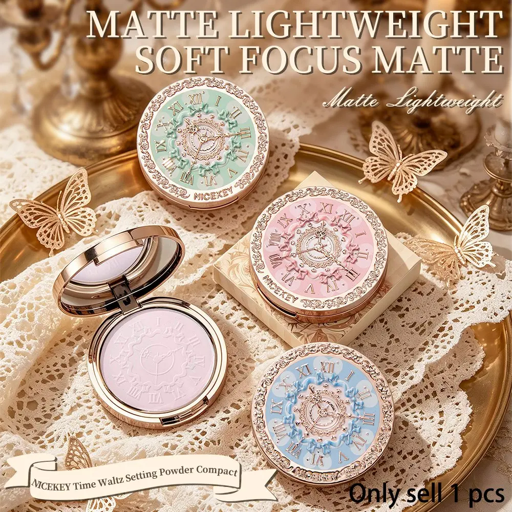 Vintage Clock Pressed Setting Powder | Soft Focus Matte, Oil Control & Long Lasting For Daily Look