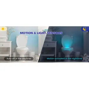 Toilet Bowl Night Light Motion Sensor, 16 Color Changing LED Gadgets for Bathroom Accessories Decor, Cool Gag Stuff for Men, Kids, Funny Stocking Stuffer Gifts 2026