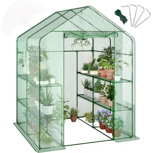 Portable Walk-in Greenhouse for Outdoors – Mini Garden Hot House with No/4/12 Wire Shelves – Durable Thickened PE Cover with/No Window – Roll-Up Zipper Door for Seedling, Flower, and Plant Growing – Indoor or Outdoor Use