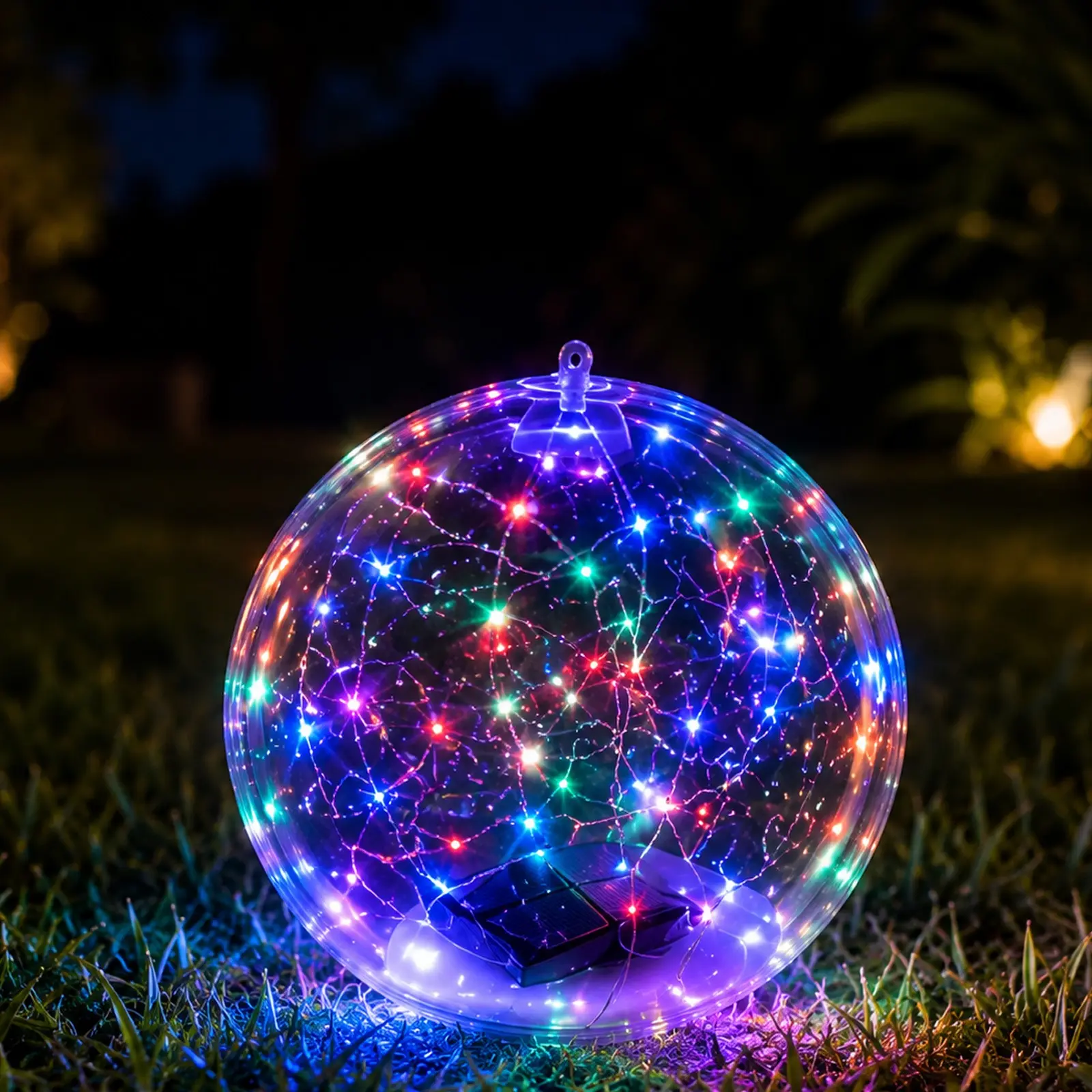 1 Pack Colorful Floating Solar Pool Lights, Waterproof Inflatable Glowing Pool Ball Lights, Solar Powered Lighting, comes with pump, can be hung, suitable for swimming pools, weddings, yard, Halloween Christmas party decorations