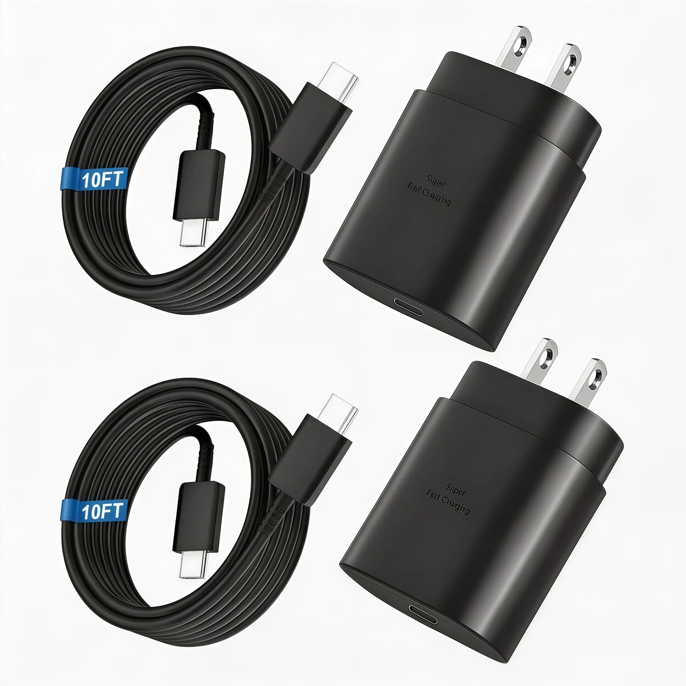 2 Pack 25w Type-C PD Fast Charging Wall Charger, 6.6ft Long USB-C Cable, Compatible with Samsung Galaxy S26/s25/s24/s23/s22 Ultra Series