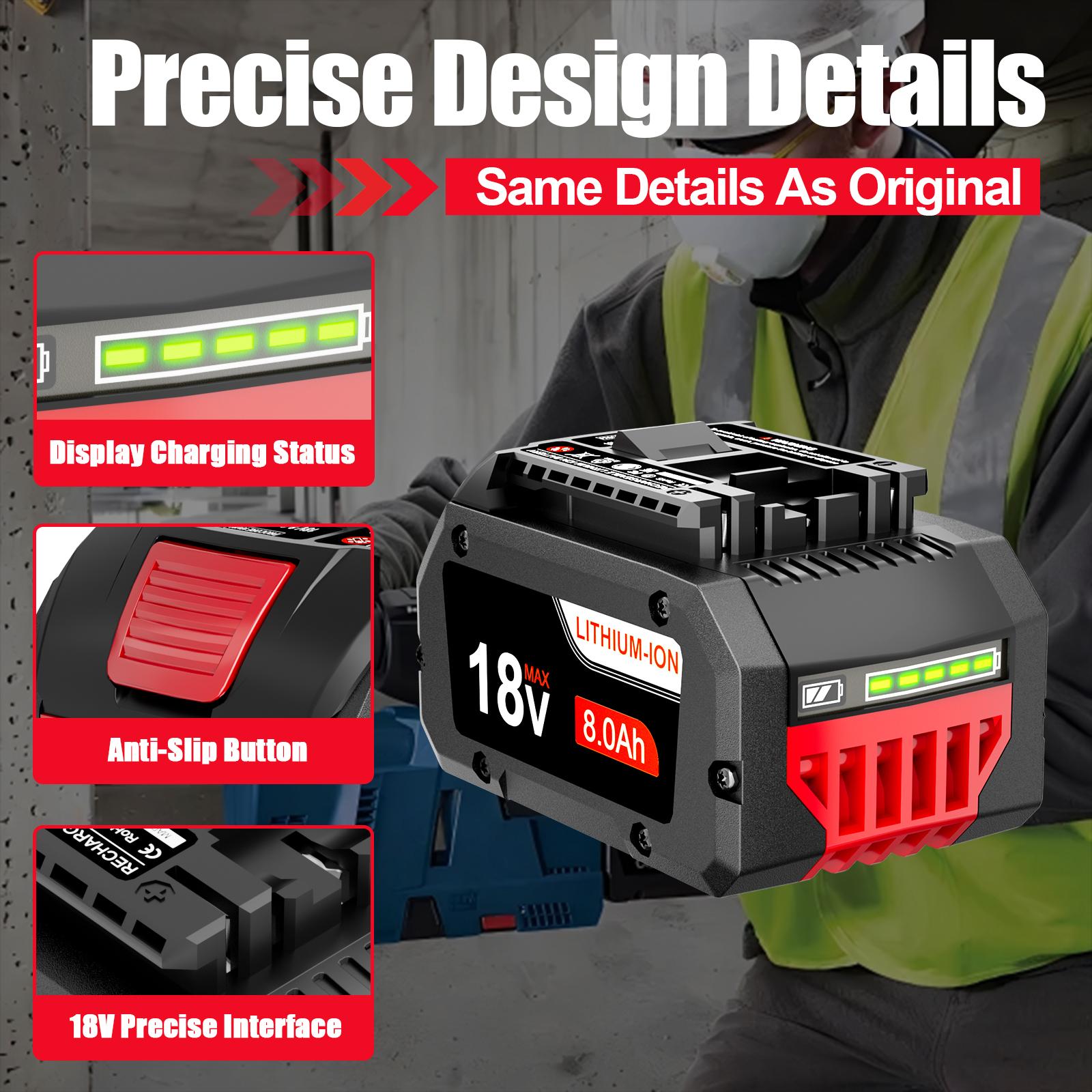 New 8.0Ah For Bosch 18V Li-Ion Battery BAT620 BAT609 Professional GBA 3165140791649