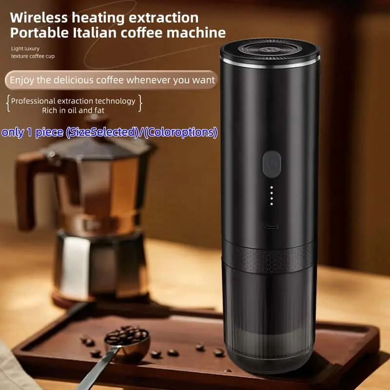 Portable Rechargeable Capsule Coffee Machine, Wireless Electric Espresso Maker, Ideal for Travel, Car, Home, Camping