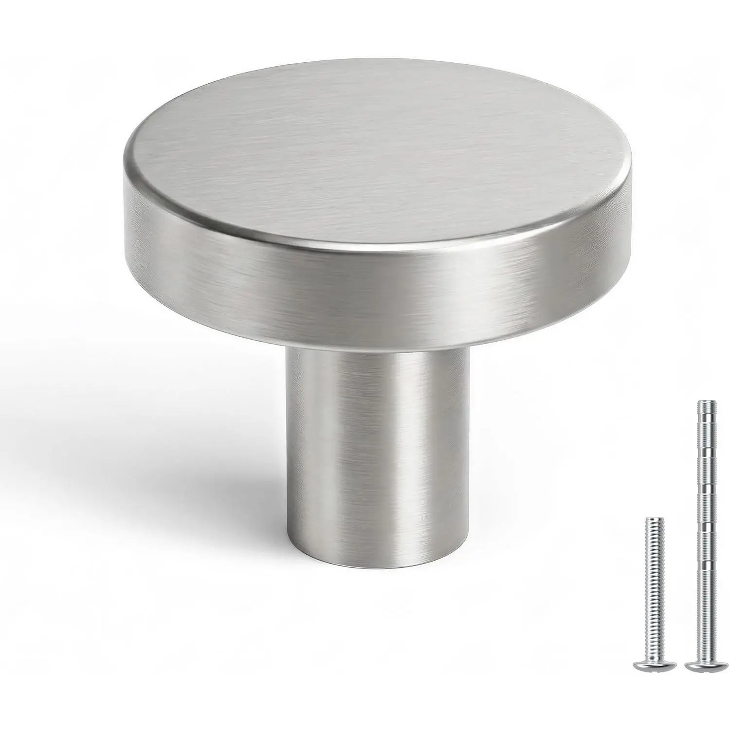 25 Pack Brushed Nickel Cabinet Knobs, Round Kitchen Drawer Knobs, Silver Knobs for Cabinets, Metal Handles for Desk Drawers Cupboard