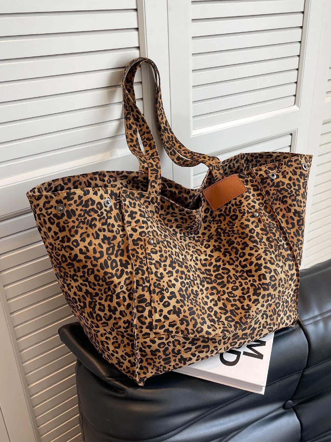 Leopard Pattern Tote Bag, Leopard Print Tote, Casual Fashionable Shoulder Bag for Women & Girls, Trendy Versatile High-quality Daily Commuting Bag