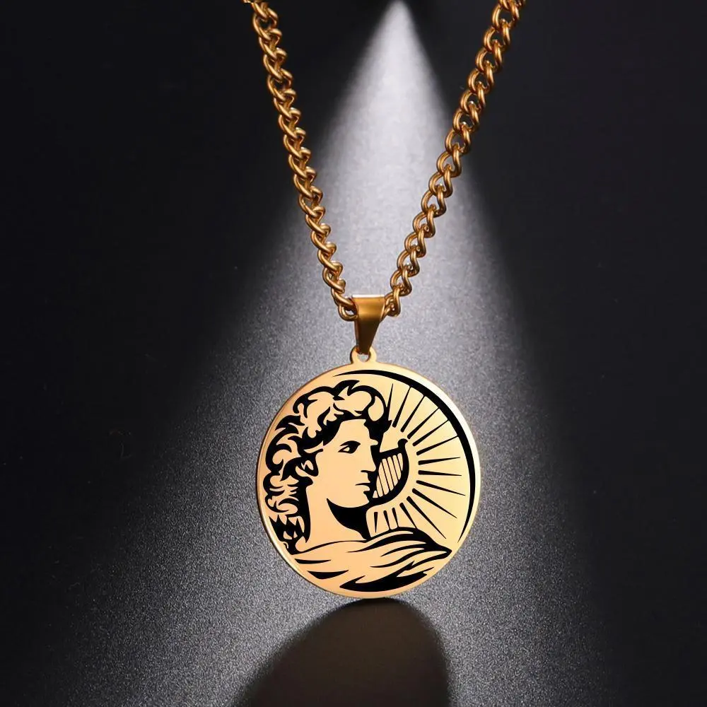 Legend Greek Mythology APOLLO Necklace God King Of Sun Hope Supernatural Amulet Gift For Men Woman Stainless Steel Jewelry