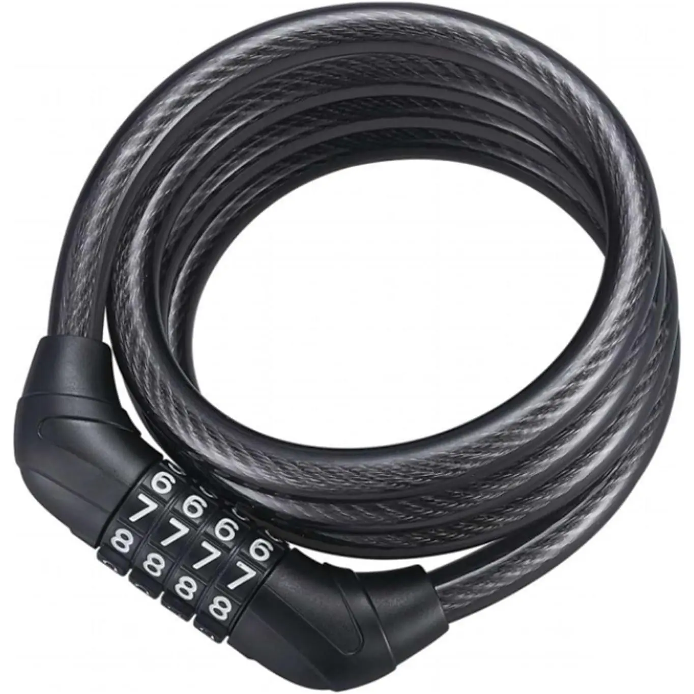 4-Digit Combination Coiled Cable Lock - Self-Coiling, 2.62FT 10mm (3/8in) Anti-Theft Lock for Scooters, Fits Gates, Outdoor Sports & Cycling Use