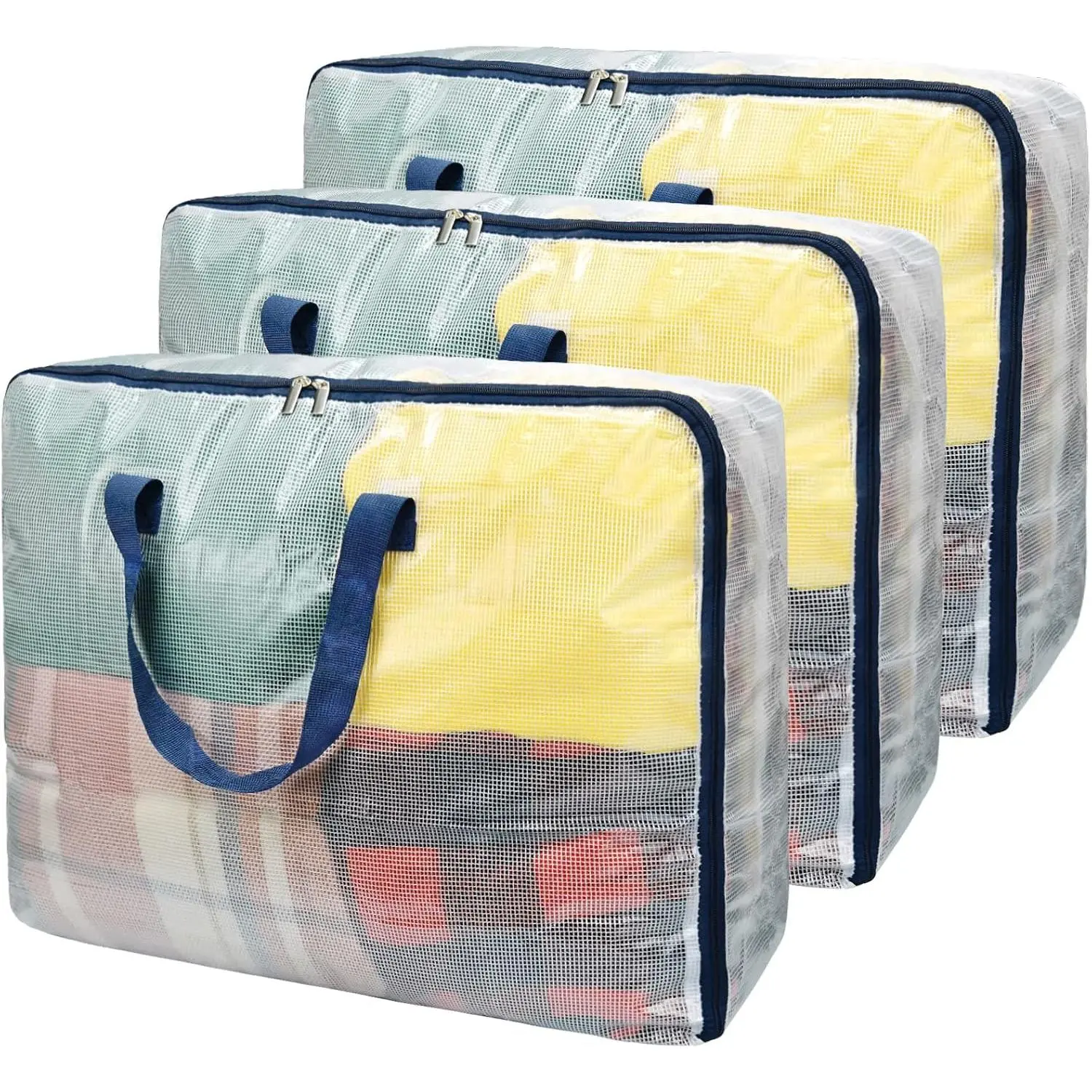Clear Storage Bags with Zipper, 75L  Capacity - Closet, Underbed Storage Organizer for Clothes, Bedding, Comforter, Toys, Pillow & Blanket, 3 Pack