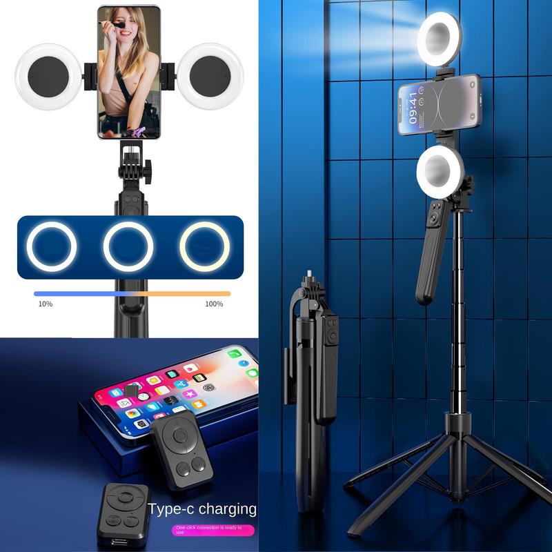 70-inch Selfie Stick Tripod with 2 Fill Lights, Portable Foldable Selfie Stick Tripod with Wireless Remote Control, Smart Shooting Phone Stand for Video Vlog Live Stream, Travel Tripod