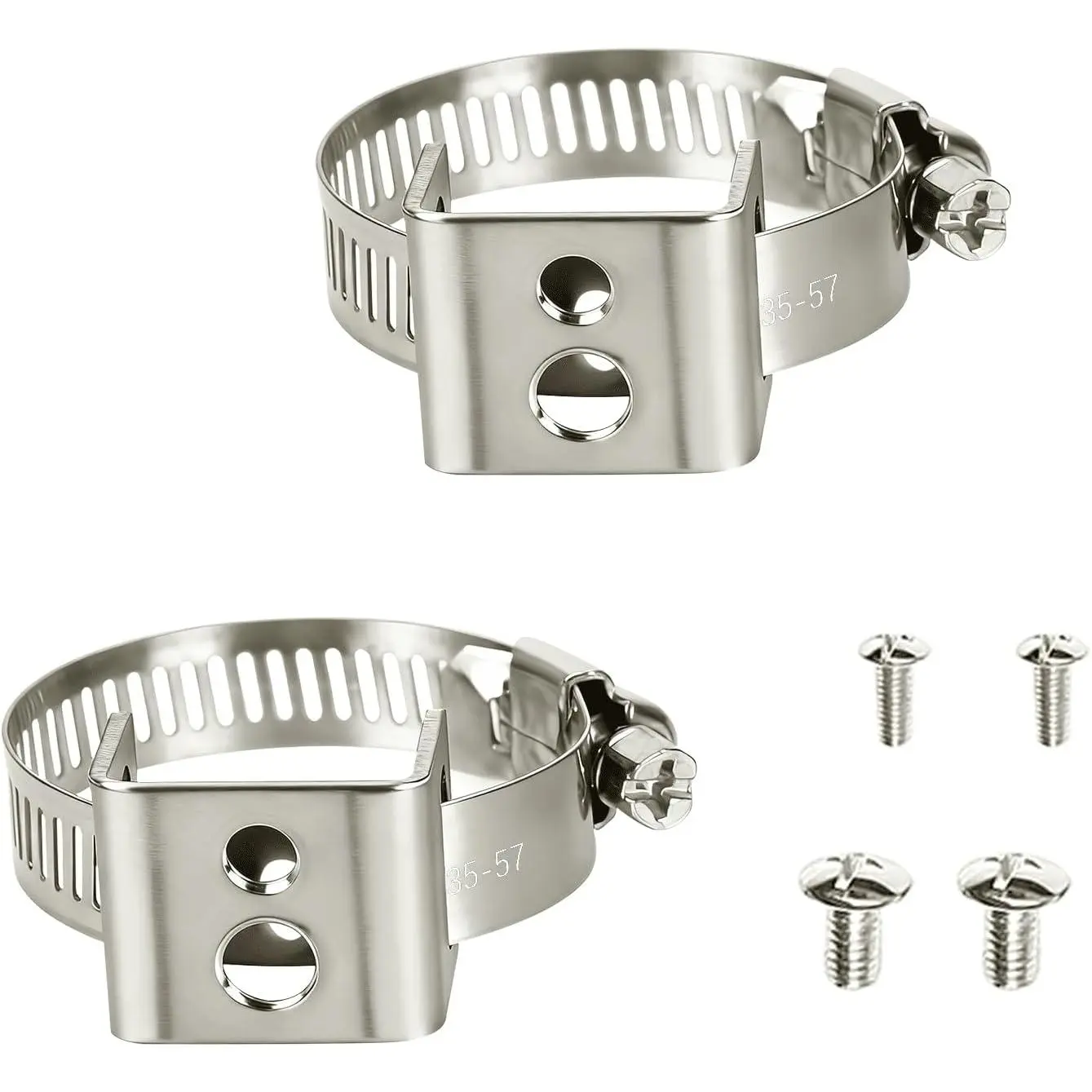 2 count Stainless Steel Sign Mounting Brackets for Poles (0.7"-1.2" Diameter), Adjustable Pole Ring Clamps for Street Signs