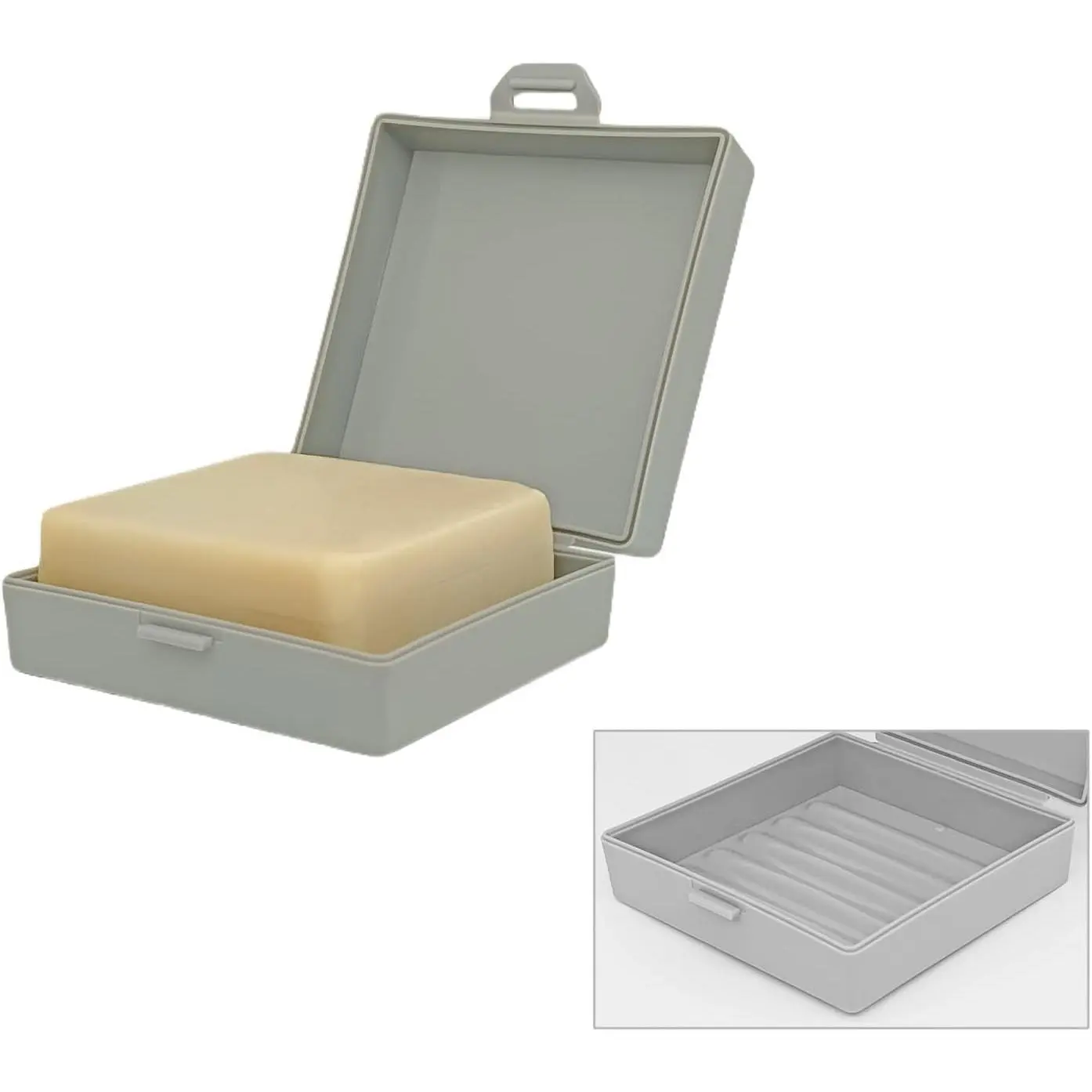 Square Soap Dishes Holder for Shower Travel Container with Lid Lightweight  Soapbox for Dr. Squatch Men's Bar for Traveling Toiletry Gym Bathroom (Gray)