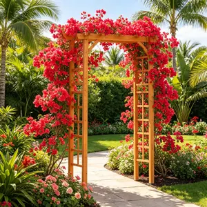 Outdoor Fir Wood Garden Arbor Arch 85 Inch Tall Pergola for Climbing Vines Flowers Weddings Garden Pathways and Party Decorations