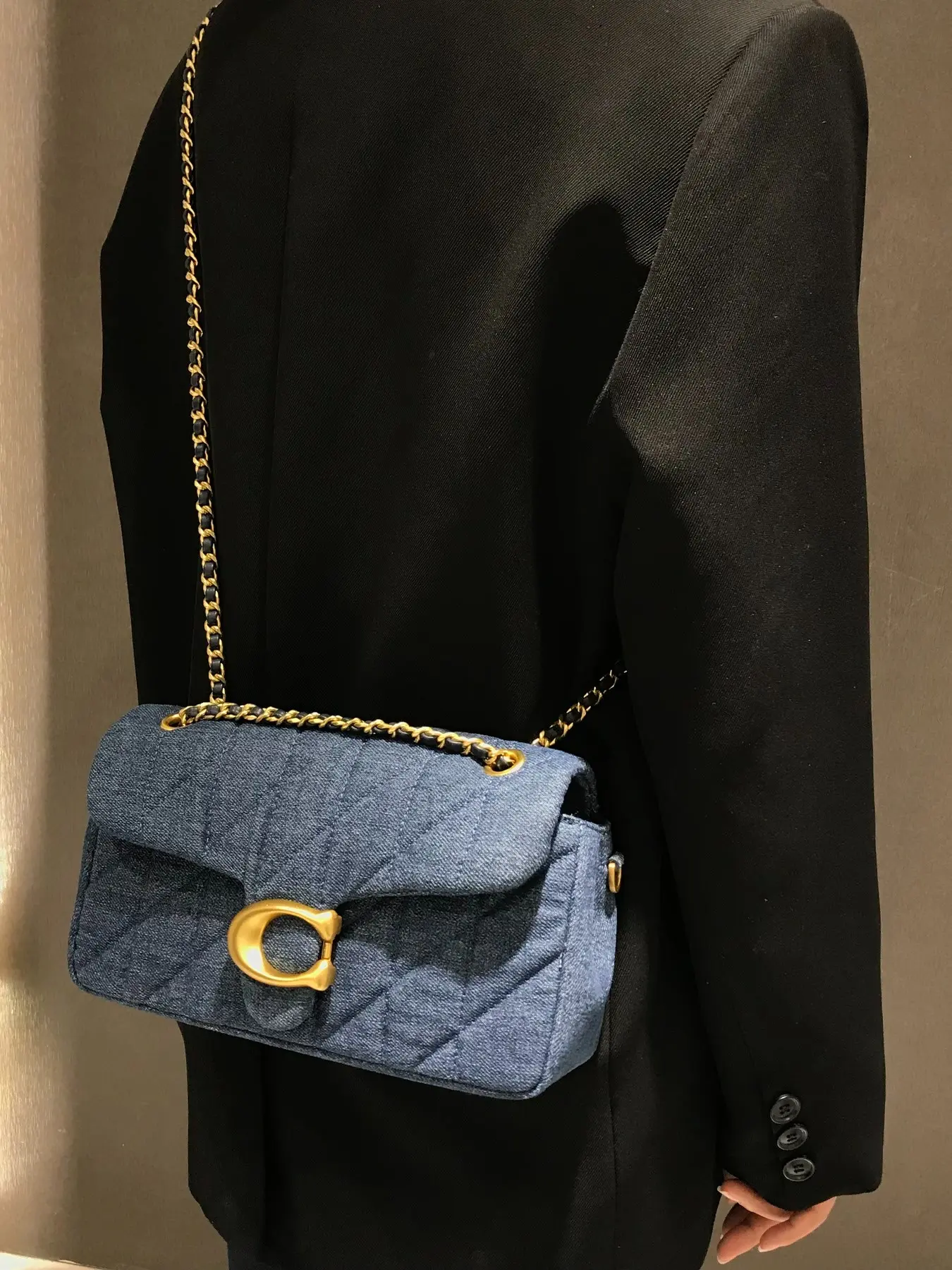 Soft Leather Rhombus Pattern Small Buckle Chain Bag for Women, French Vintage Underarm Bag, Elegant Commute Shoulder Crossbody Bag