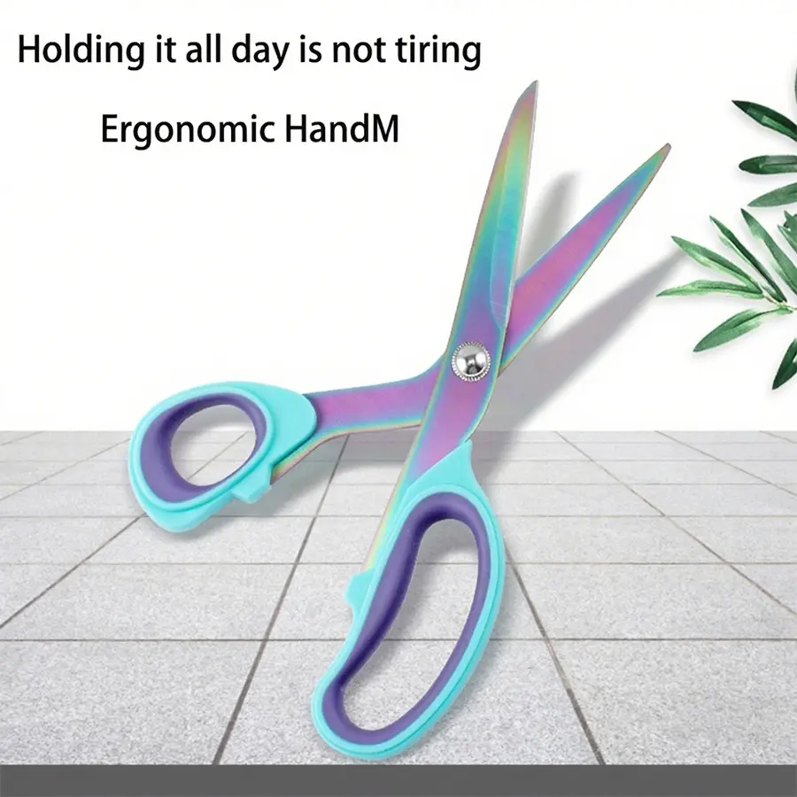 Rainbow Stainless Steel Tailor Scissors, Soft Ergonomic Non-Slip Handles, Sharp Rustproof Blades, Ideal for Sewing, DIY Craft, Fabric Cutting