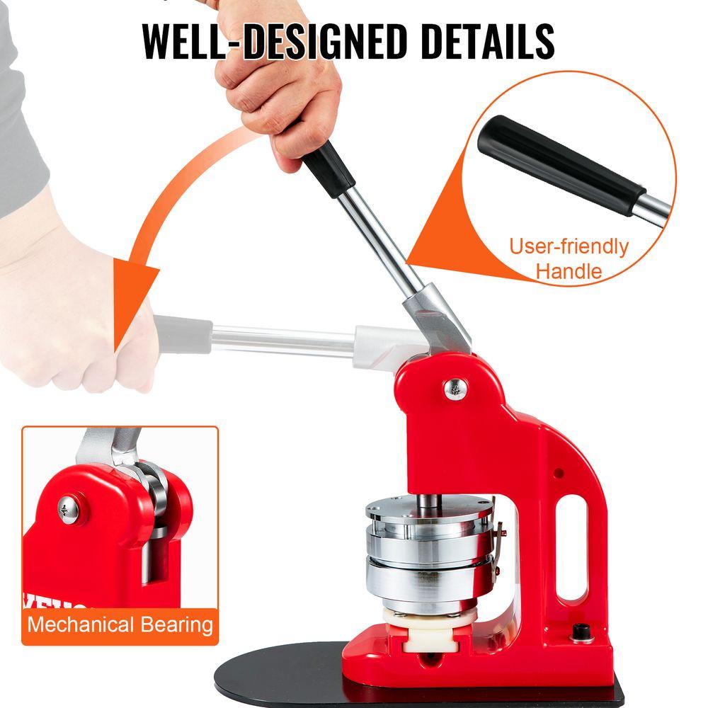 VEVOR Button Maker Machine Badge Pin Machine 1" 25 MM 500 Free Parts Press Kit