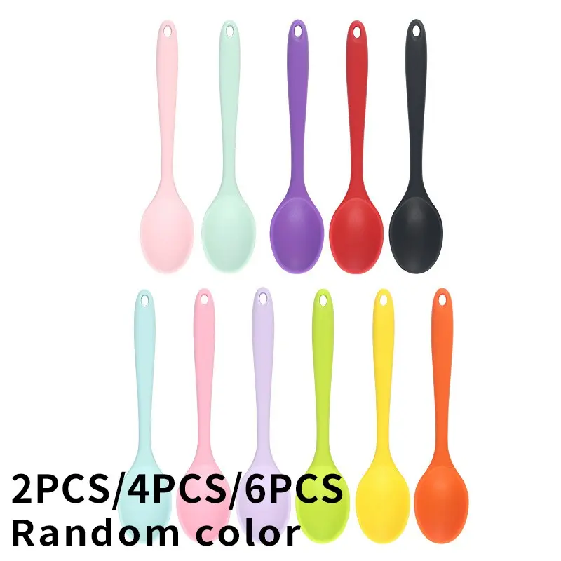Food Grade Silicone Spoon, One-Piece Heat-Resistant Kitchen Utensil, Ideal for Rice, Mixing, Baby Feeding, Toddler Spoons, Durable and Safe, Infant Spoons