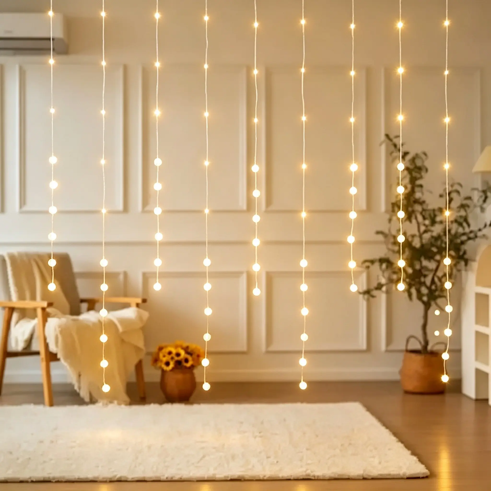 LED Crystal Bubble Ball Curtain Light String, Hanging Indoor Outdoor Decorative Atmosphere Lamp, 8 Flash Modes, Festive Party Lighting