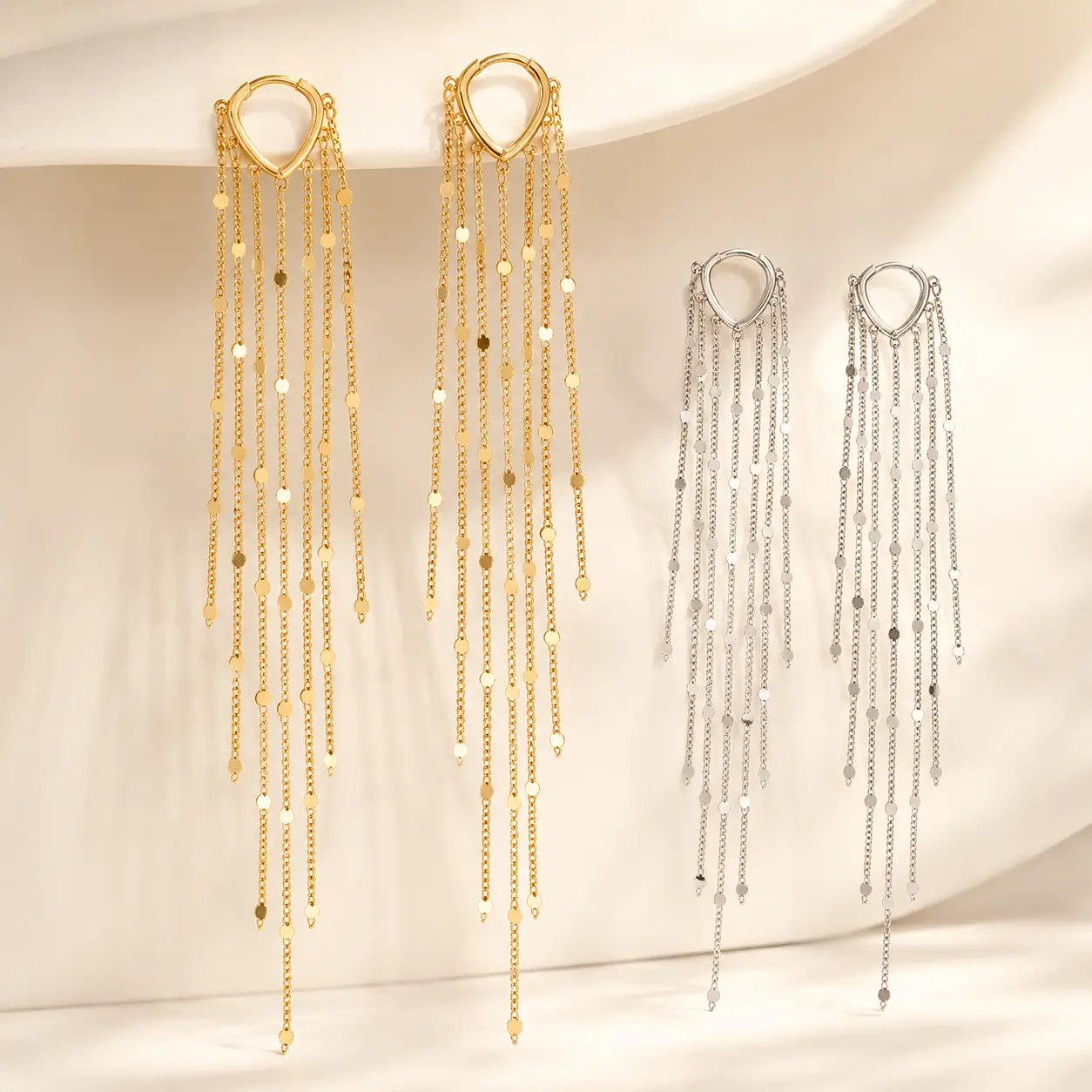 Elegant Layered Chain Drop Earrings for Women, Minimalist Long Tassel Statement Jewelry, Lightweight for Party and Daily Fashion, Birthday, Anniversary, Holiday, Unisex, Dangly Earrings, Casual Trendy Jewelry