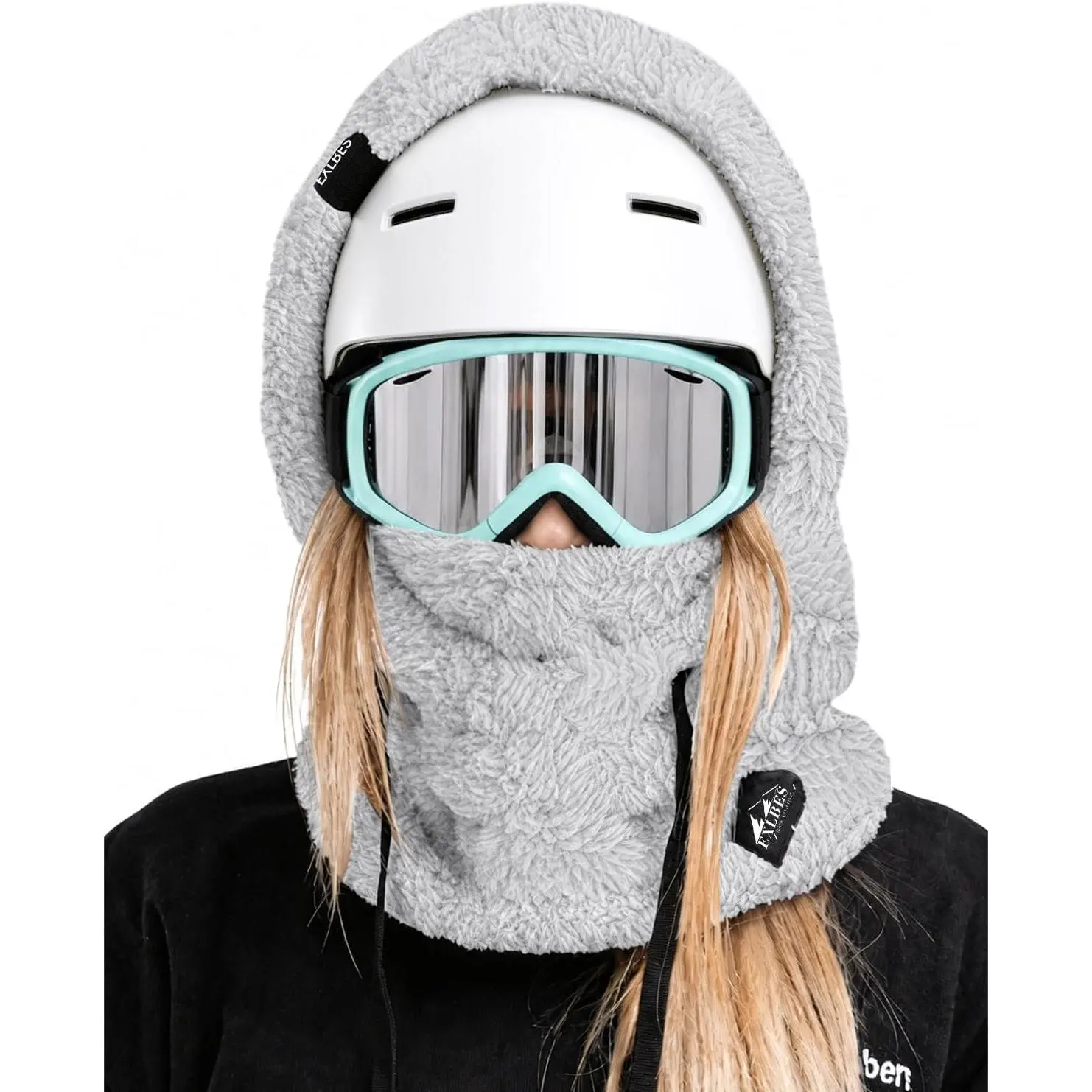 Balaclava Sherpa Fleece Ski Mask Winter Windproof  | Double-layer sherpa fleece balaclava with drawstring,windproof hooded hat for men women running snowboarding