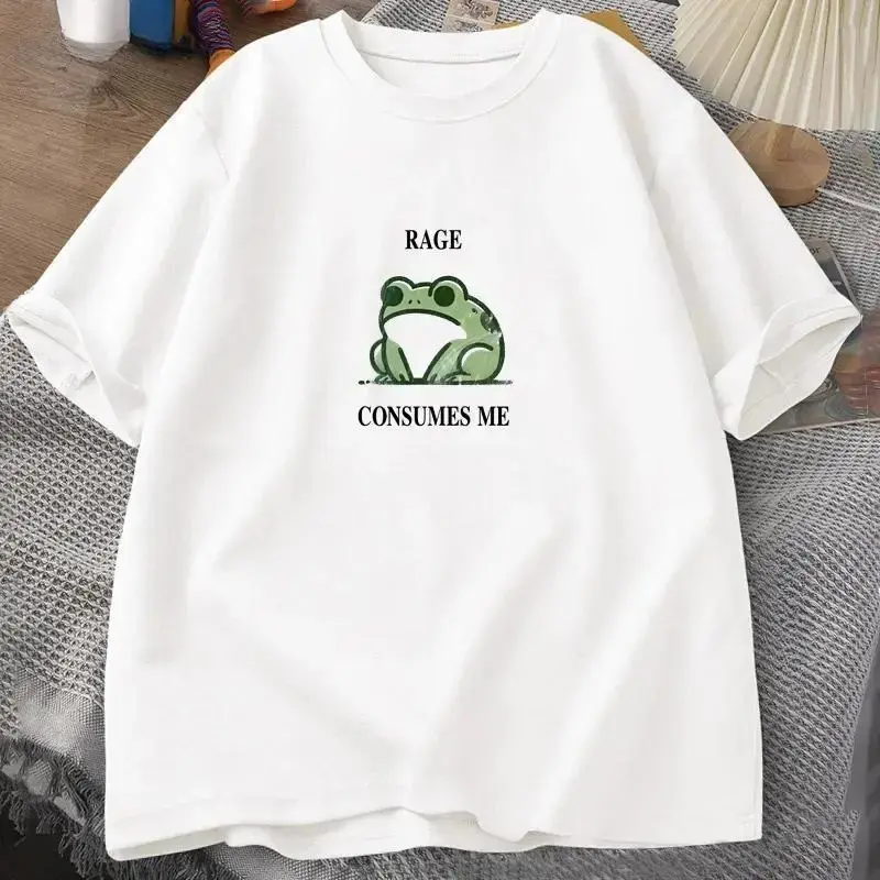 Unisex Rage Consumes Me Frog Vintage Graphic T-Shirt, Retro Silly Frog Casual Tee