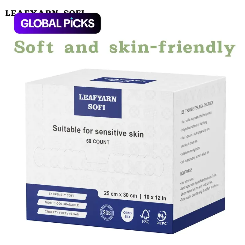 Boxed Disposable Facial Towels, Pull-Out Soft Wipes, Thick Absorbent Embossed Pattern Face Cleansing Cloths, Facial Washcloth, for Makeup Removal & Skincare, At Home Facial #GLOBAL PICKS