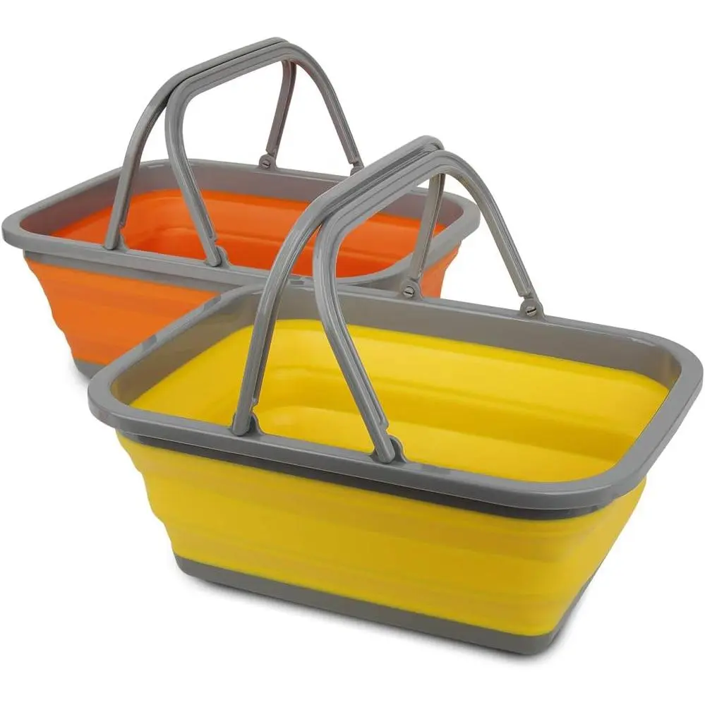 Baby & Maternity Collapsible Sink 2-Pack with Handles, 2.25 Gal/8.5L Each Portable Wash Basin for Camping, Home Use