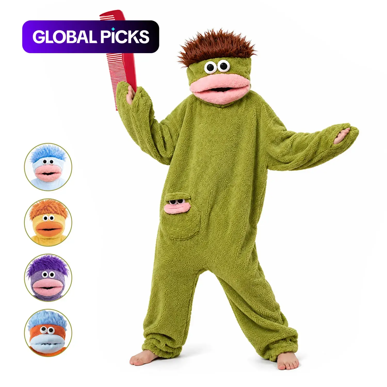 Kids Funny Character Party Prop with Oversized Hood and Plush Texture, Novelty Costume Accessory for Halloween, Birthday Parties, Photo Booths