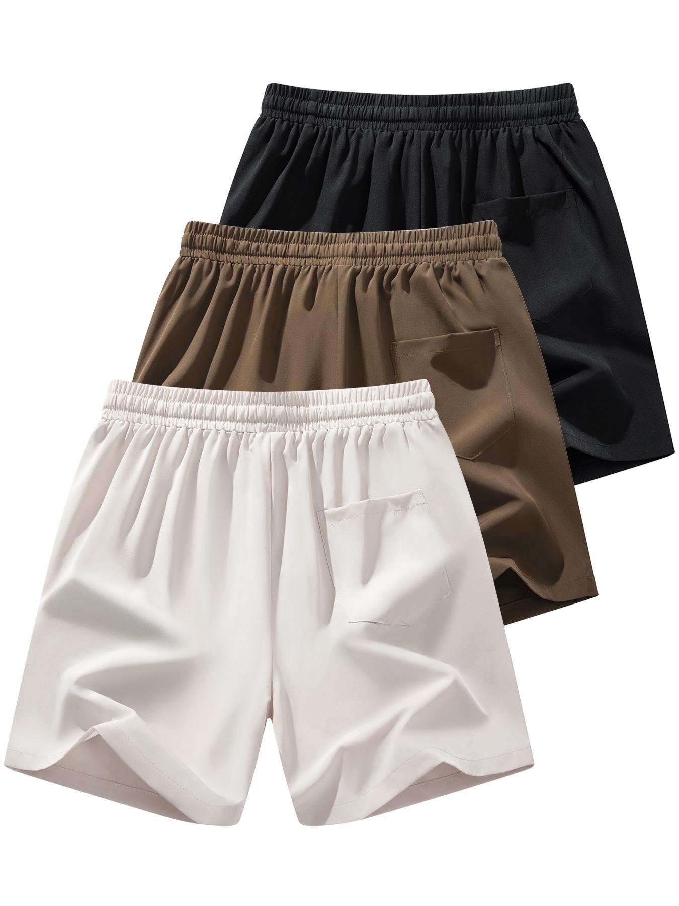 Men's Solid Color Drawstring Waist Shorts, Regular Fit Casual Comfy Breathable Shorts for Beach Vacation Outdoor Activities, Men's Bottoms for Summer, Drawstring Athletic Shorts