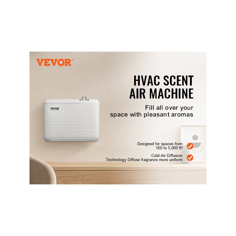 VEVOR Scent Air Machine, 850ml Bluetooth Smart Essential Oil Diffuser, 5000sq. ft Waterless HVAC Scent Diffuser with Cold Air Technology, Aromatherapy Diffuser Machine for Home, Office, Hotel