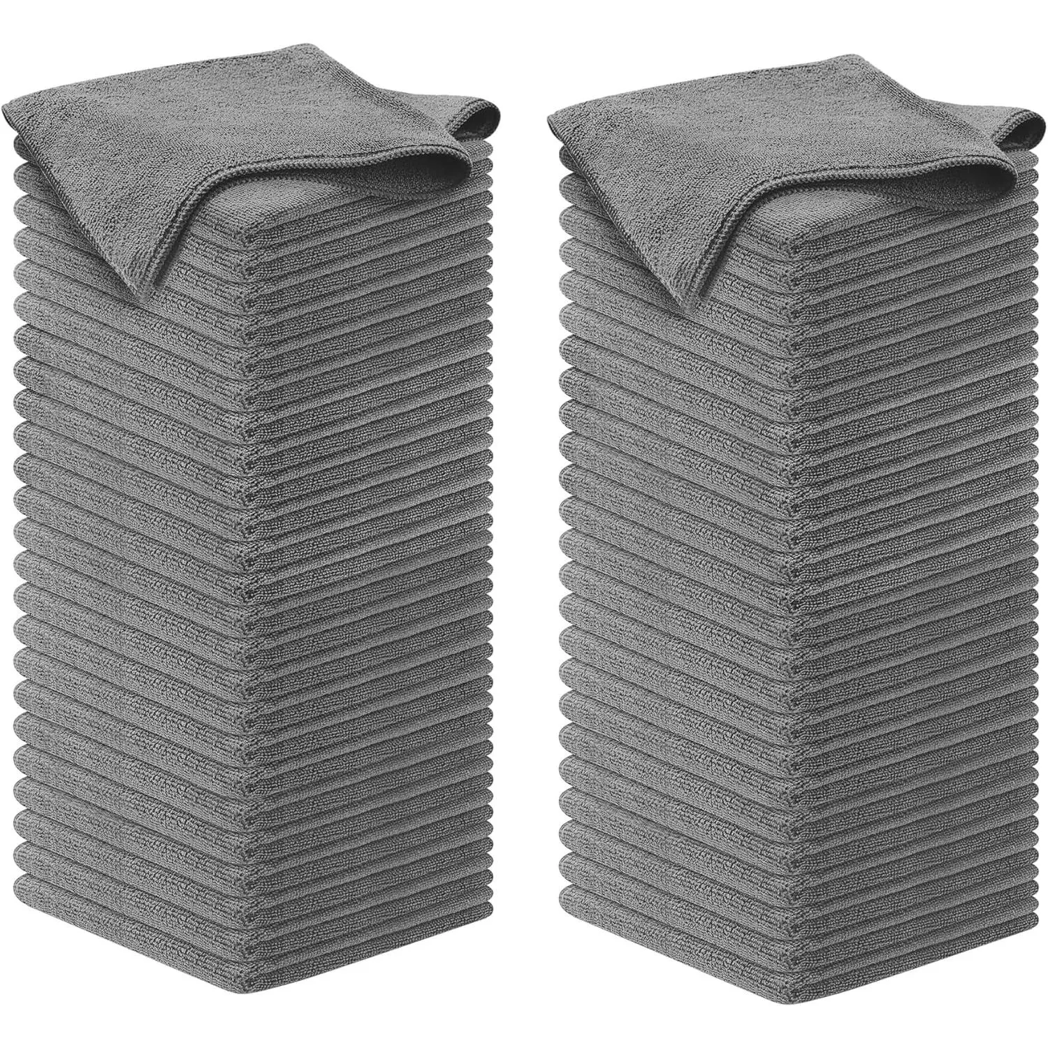 Grey Microfiber Car Wash Towel - 100 Pcs (12.5"x12.5"), Braided Griprootweave, Solid, Ultra-Absorbent, Long-Lasting, 1200 Washes, Streak-Free Shine, Drying for Grime/Liquid, Car Washing Accessories
